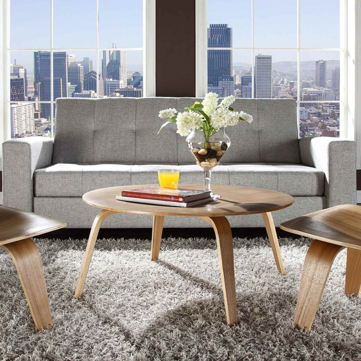 replica eames round coffee table walnut living room