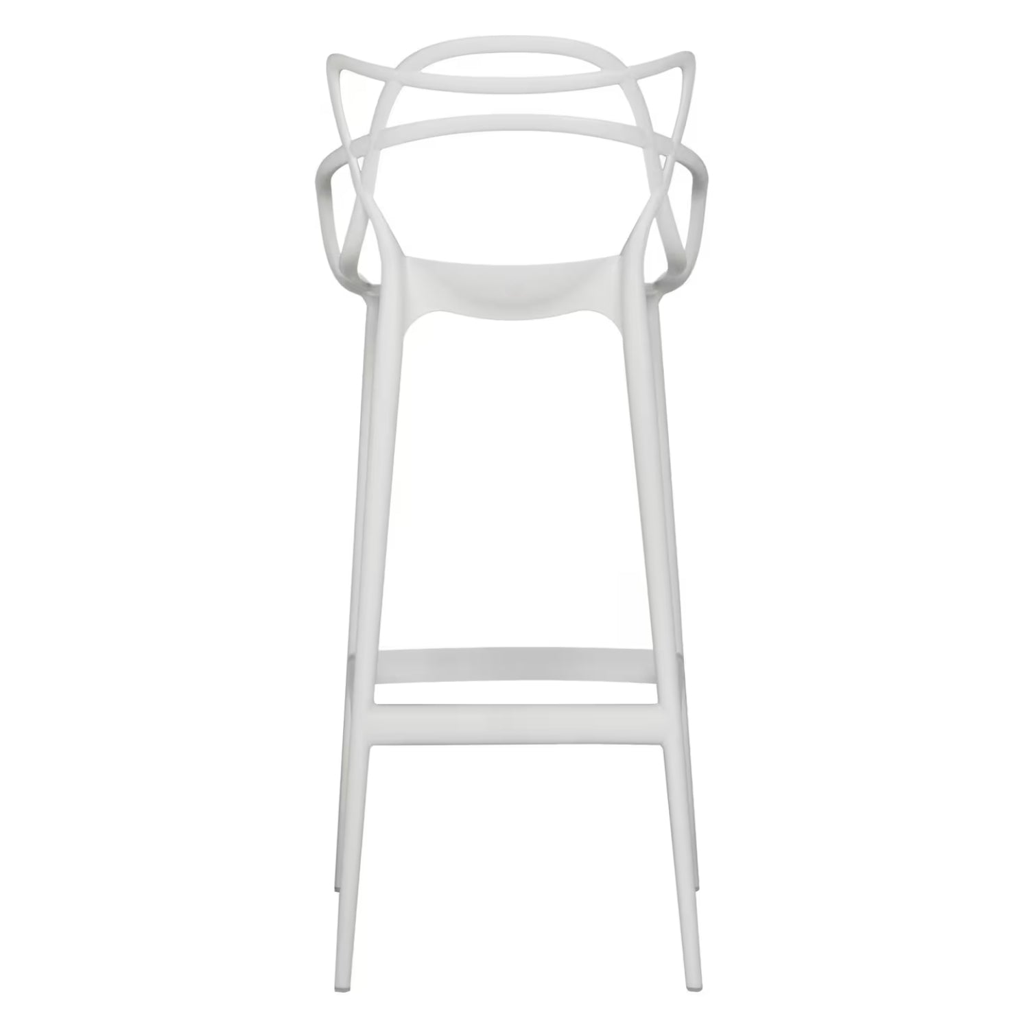 Replica Masters Bar Stool in white, back view.