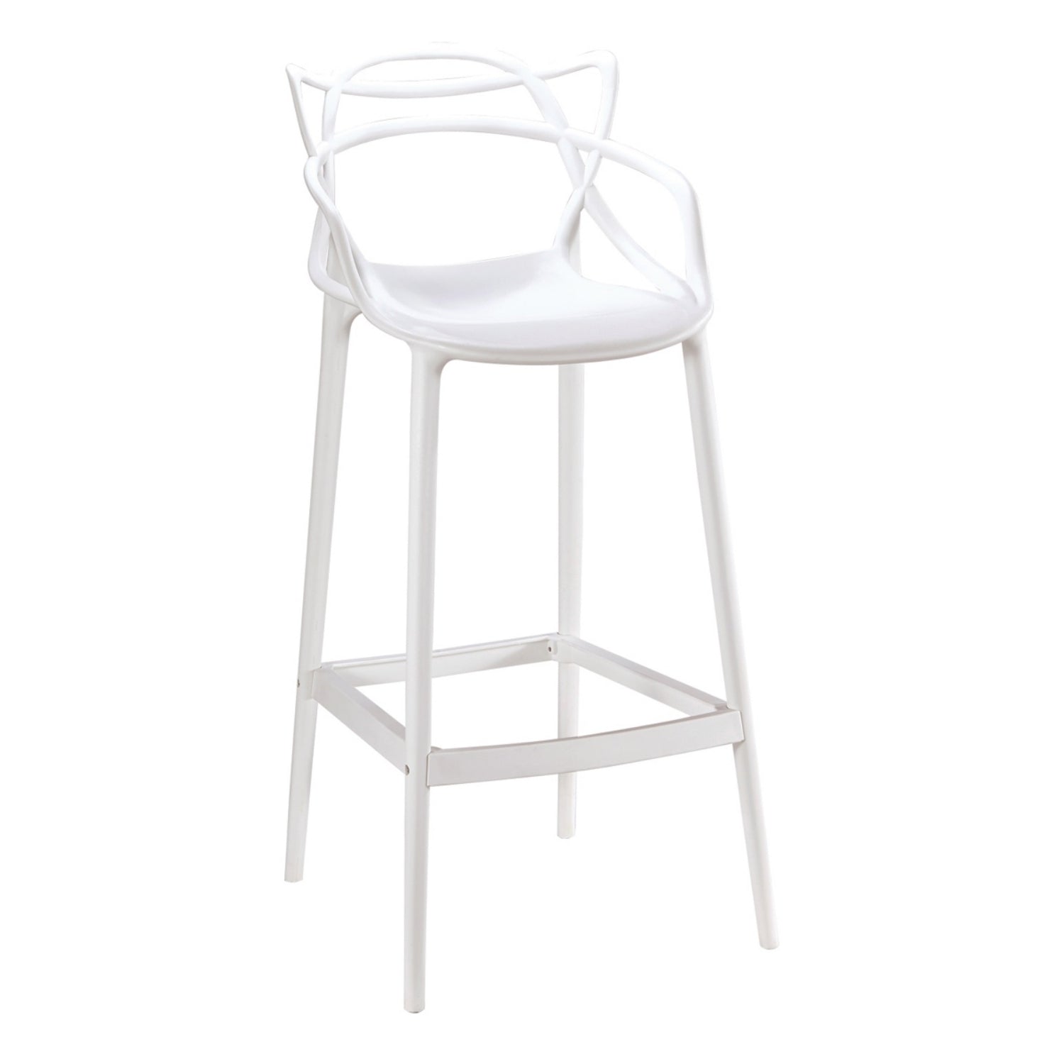 Replica Masters Bar Stool in white, front-side view.