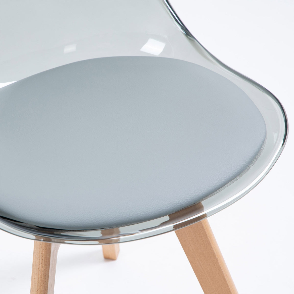 replica tulip chair transparent cushion closeup