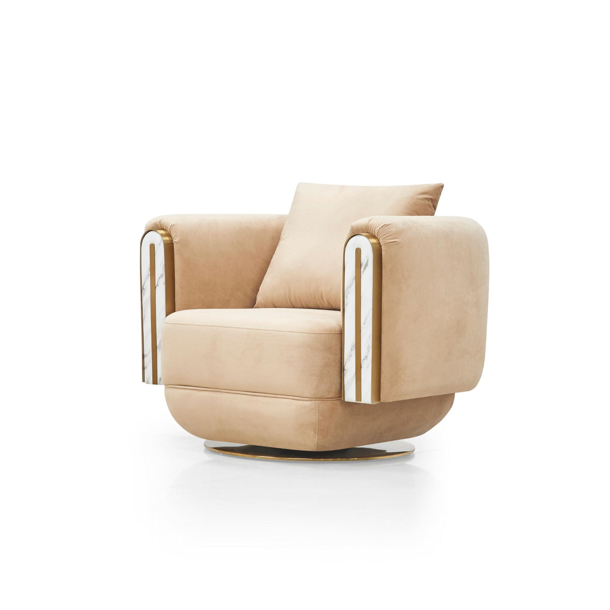 Sonika Sofa & Swivel Armchair Set – Sand Brown