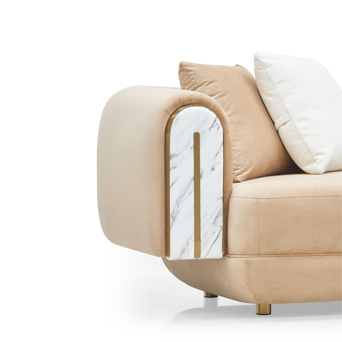 Sonika Sofa & Swivel Armchair Set – Sand Brown