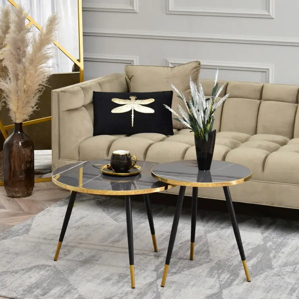 Stylish Estella Coffee Table: Marble top, elegant gold legs.
