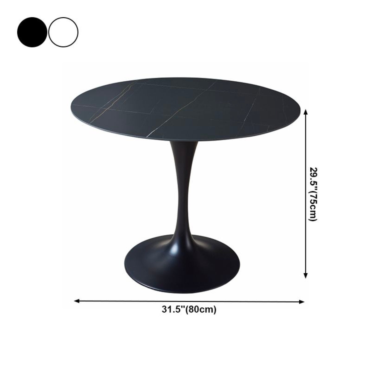 tulip table dimensions black