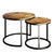 Two round tables with metal legs and wooden tops - Dalia End Table Set.