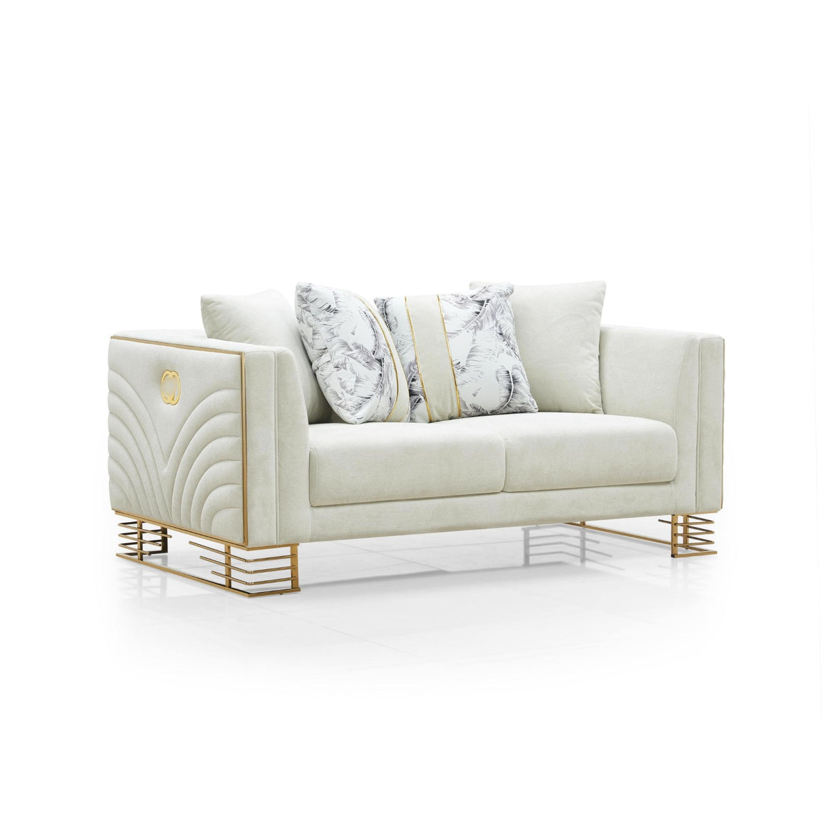 Valente Sofa Set – Coffee & Ivory Gold Trim