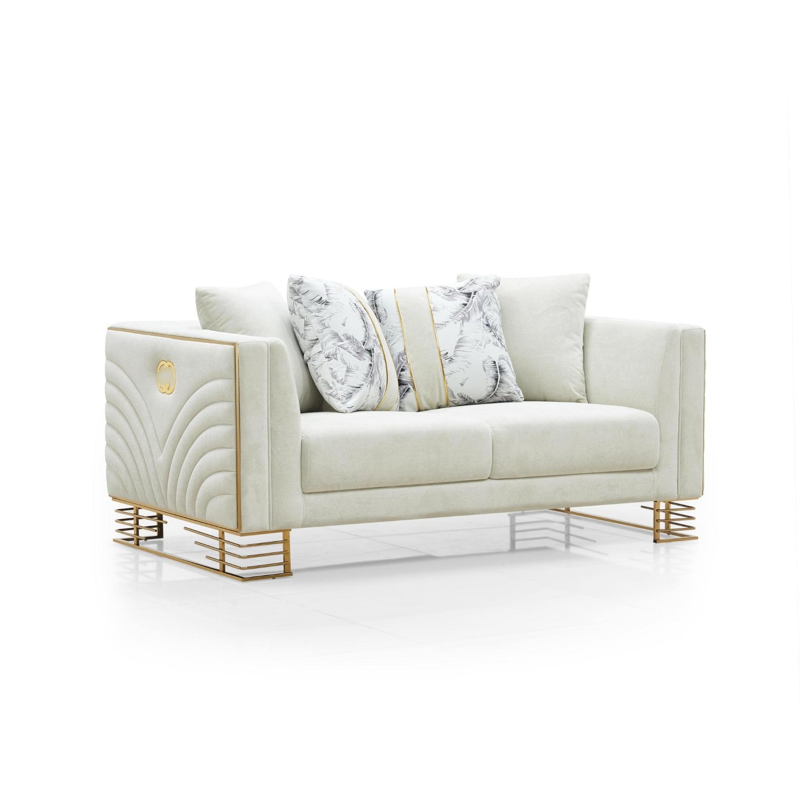 Valente Sofa Set – Coffee & Ivory Gold Trim