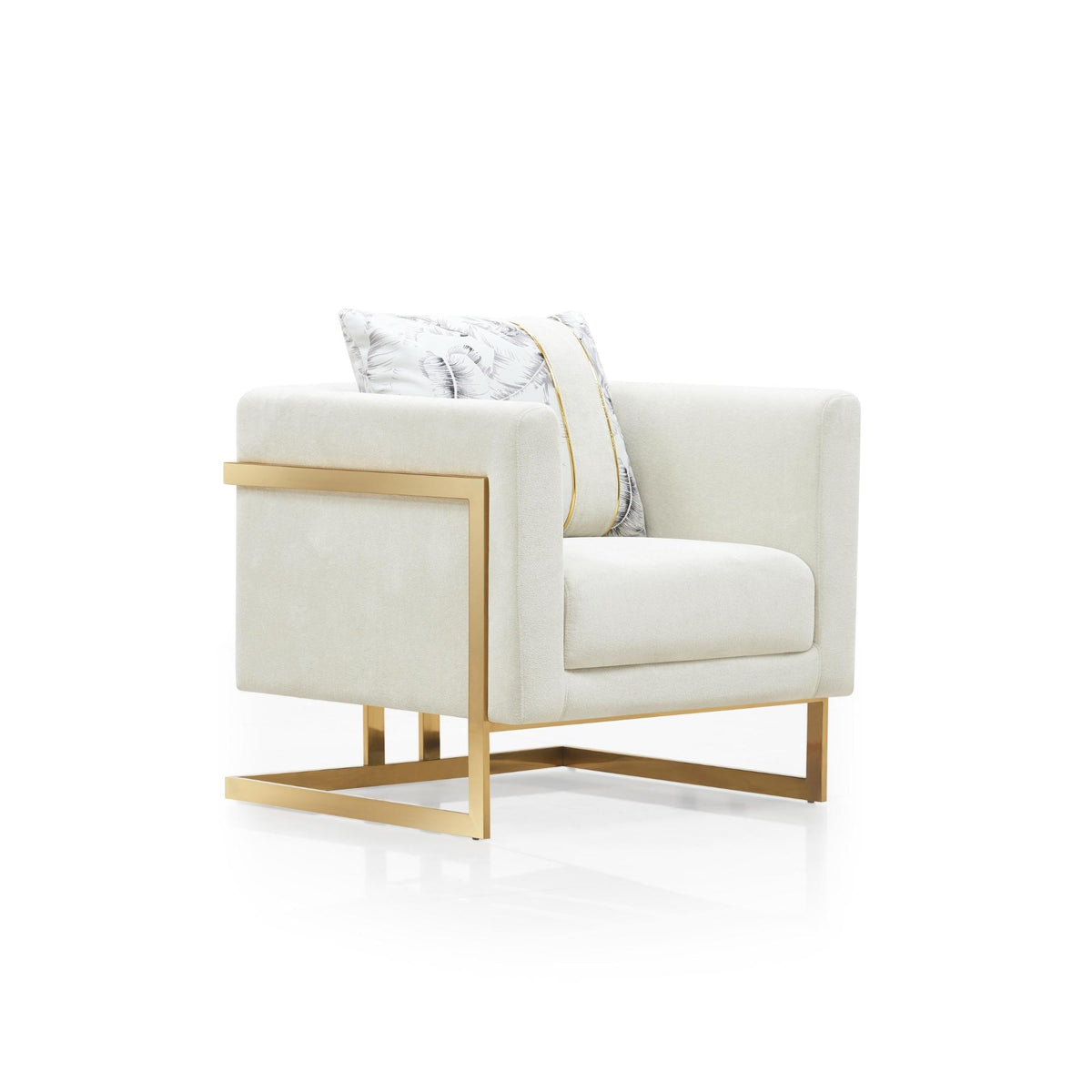 Valente Sofa Set – Coffee & Ivory Gold Trim