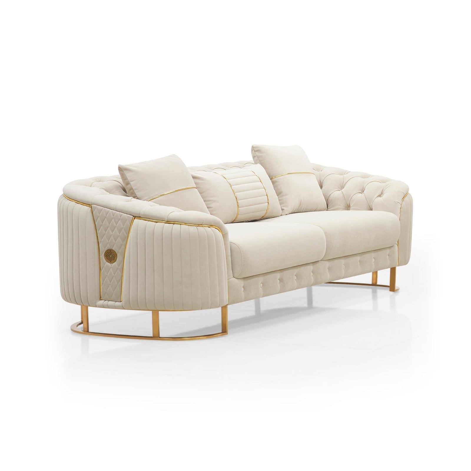 Valorie Sofa Set – Beige Chesterfield Tufted
