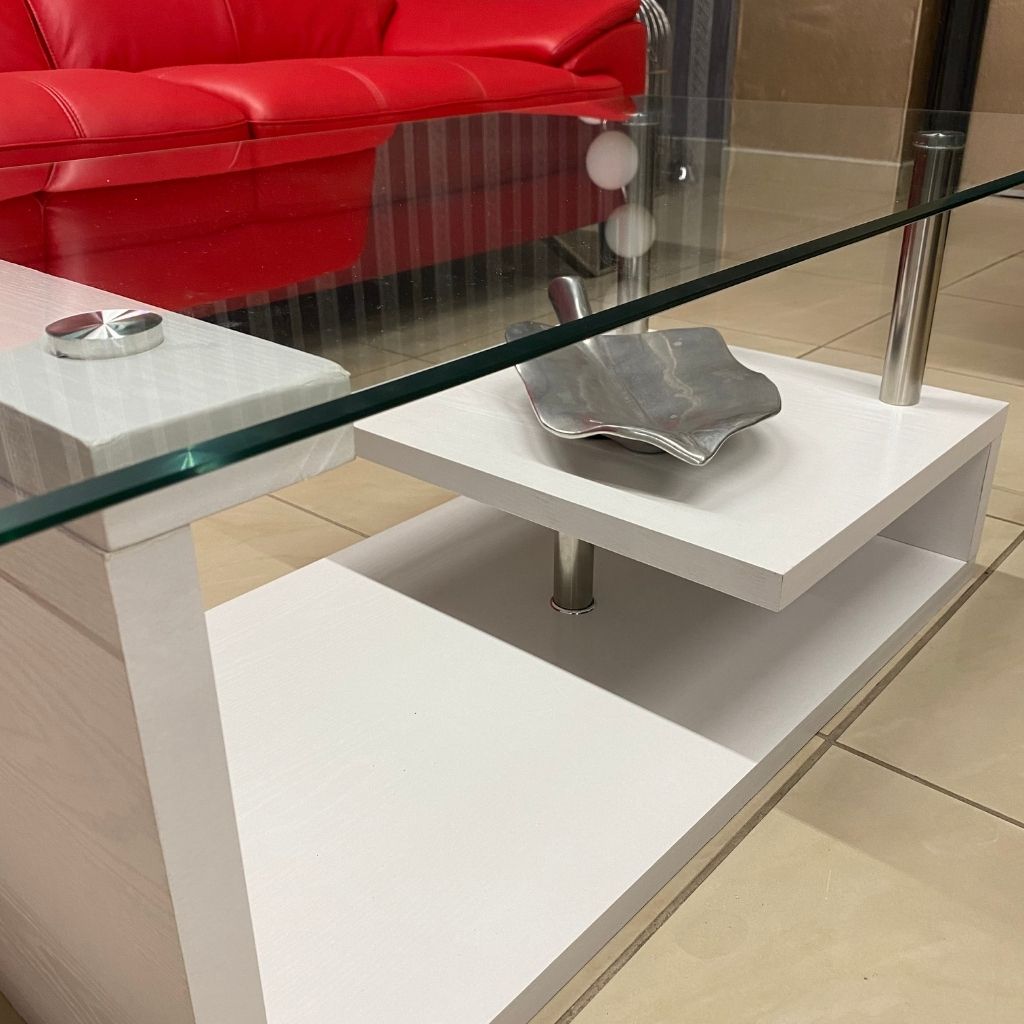 Carillo Coffee Table White and clear glass