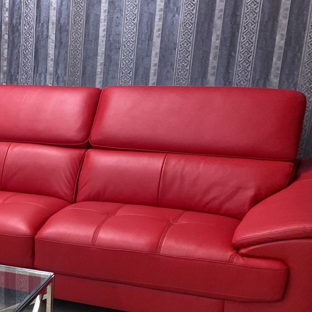 dante l shaped sectional couch leather uppers red