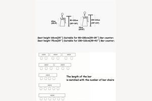 Counter Chair Table Specifications
