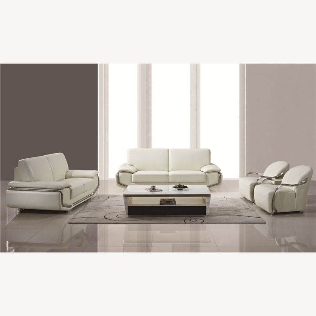 Hilton 4 piece leather uppers sofa couch and armchair set Ivory