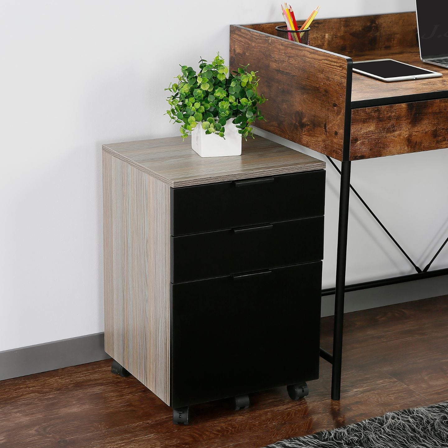 Multi Function Filing and Stationery Cabinet With Desk
