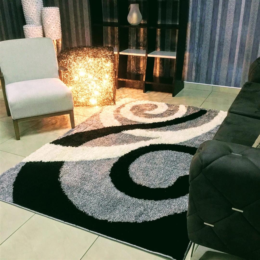 Kamden Circles Design Abstract Gray Area Rug, Size 2.3 x 1.6 M - NuvoItalia