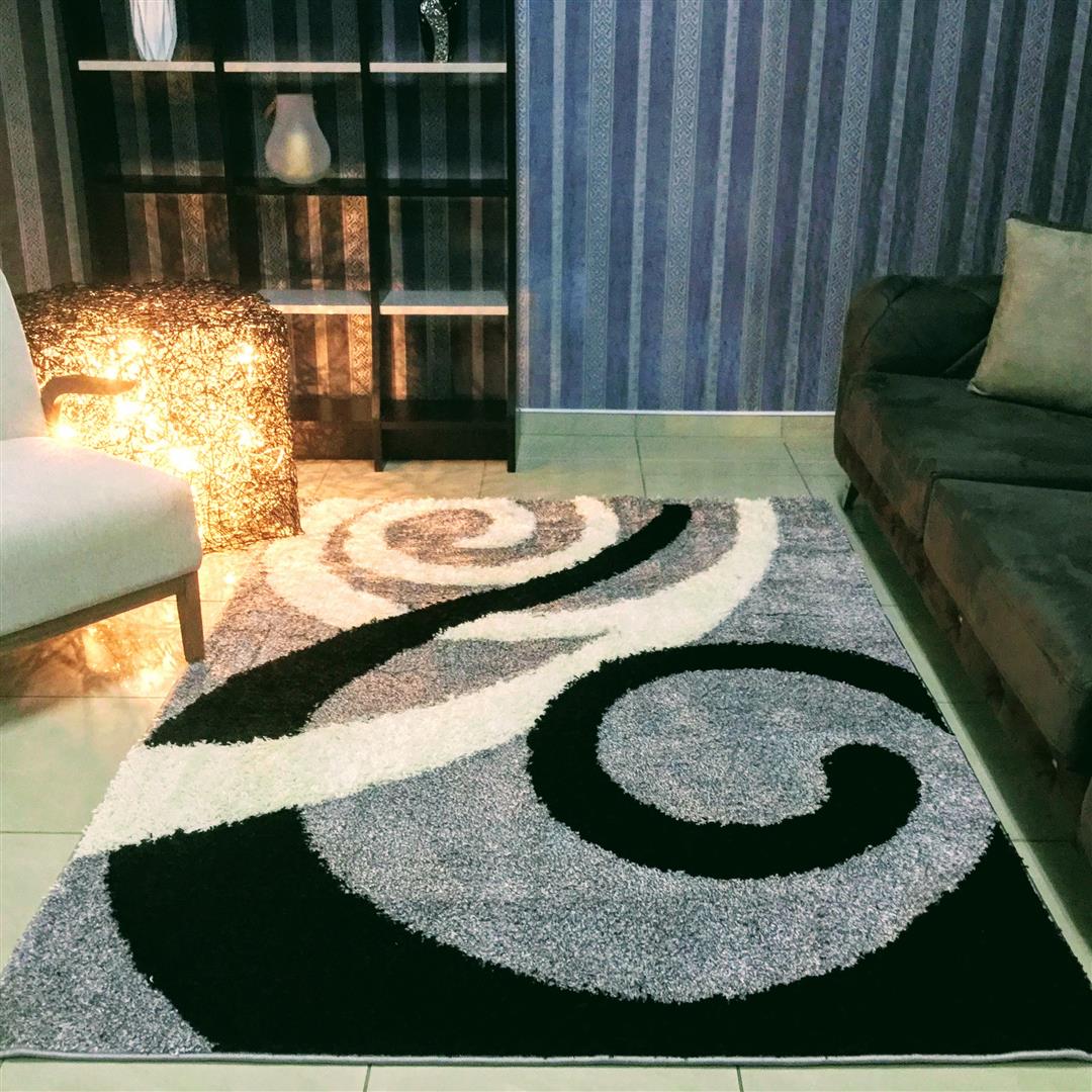 Kamden Circles Design Abstract Gray Area Rug, Size 2.3 x 1.6 M - NuvoItalia