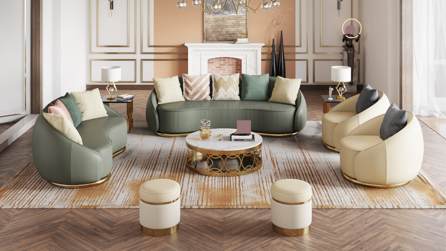 Alento 6 Piece Sofa Set, Genuine Leather