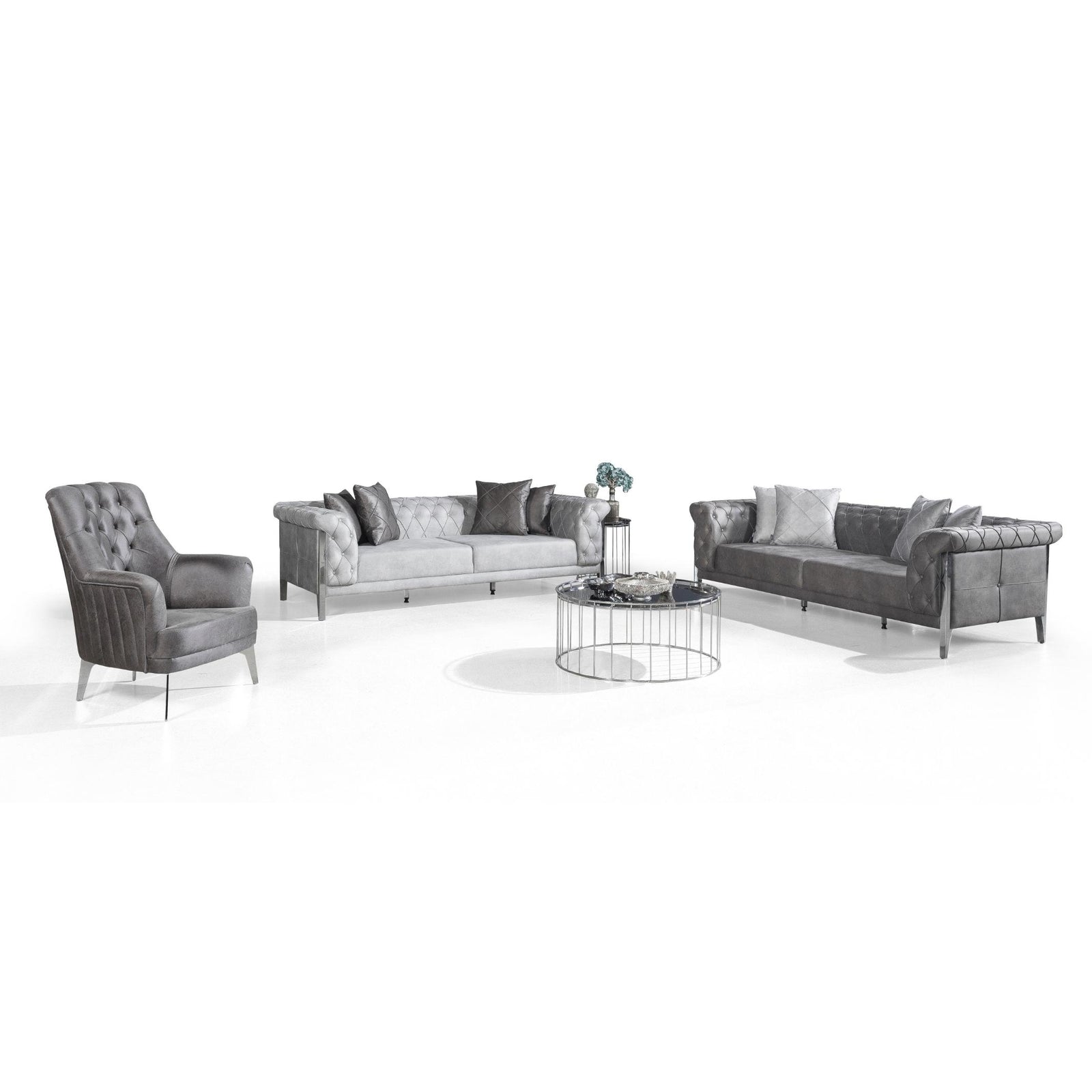 Bella sofa set 8-seat, ash grey