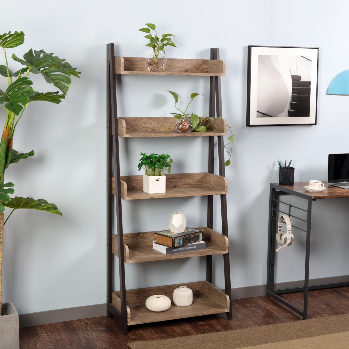 bookshelf 5 shelf storage country oak