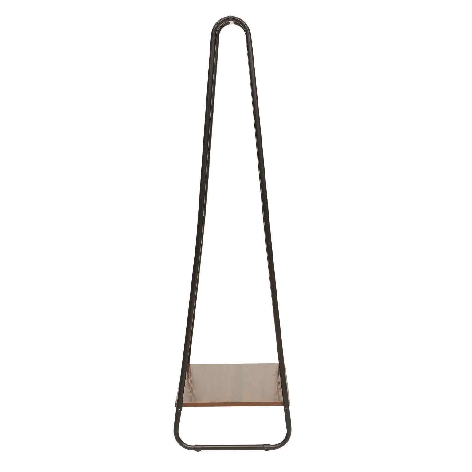 clothes hanging rack and bottom shelf curved shape