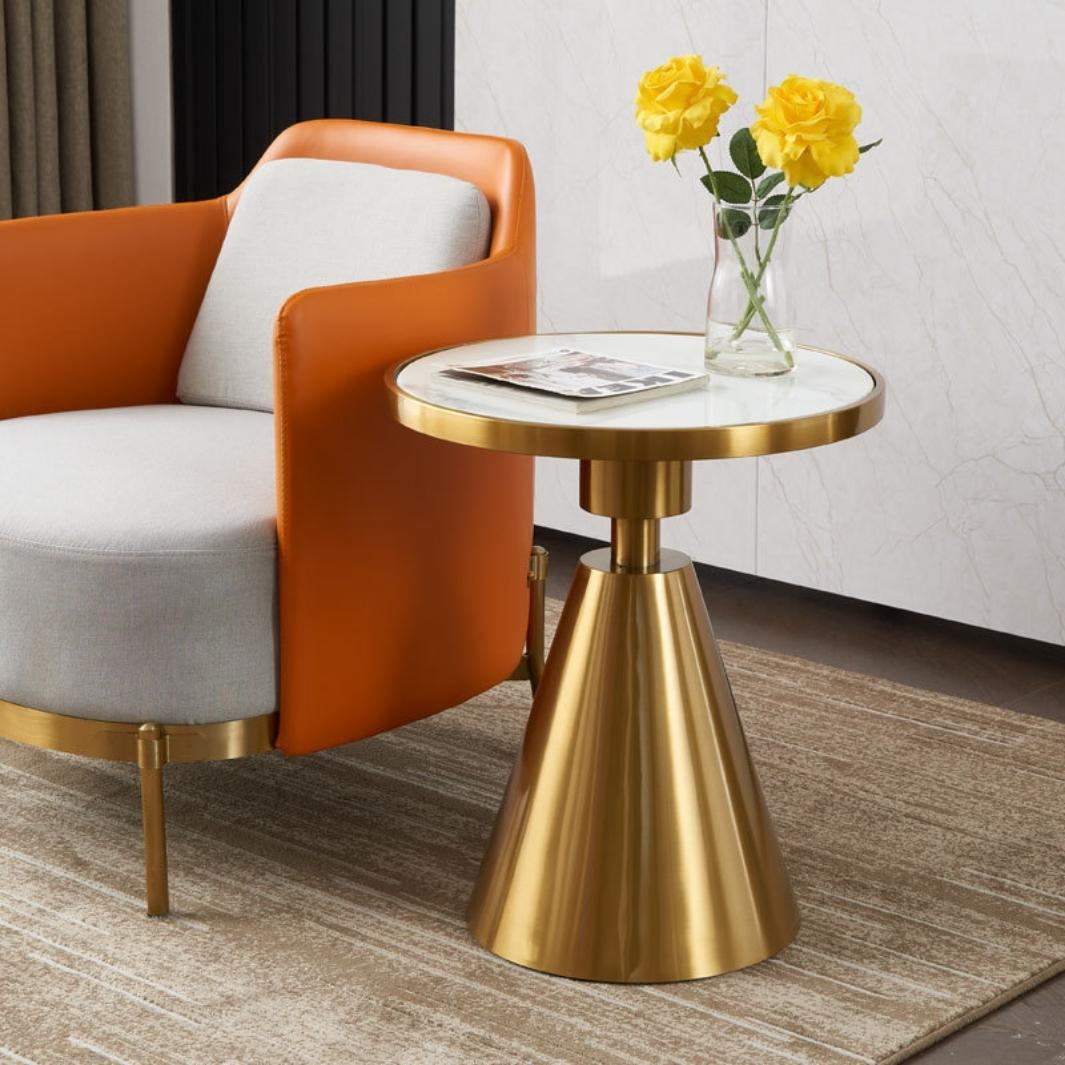 dubai end table gold round marble look armchair side table