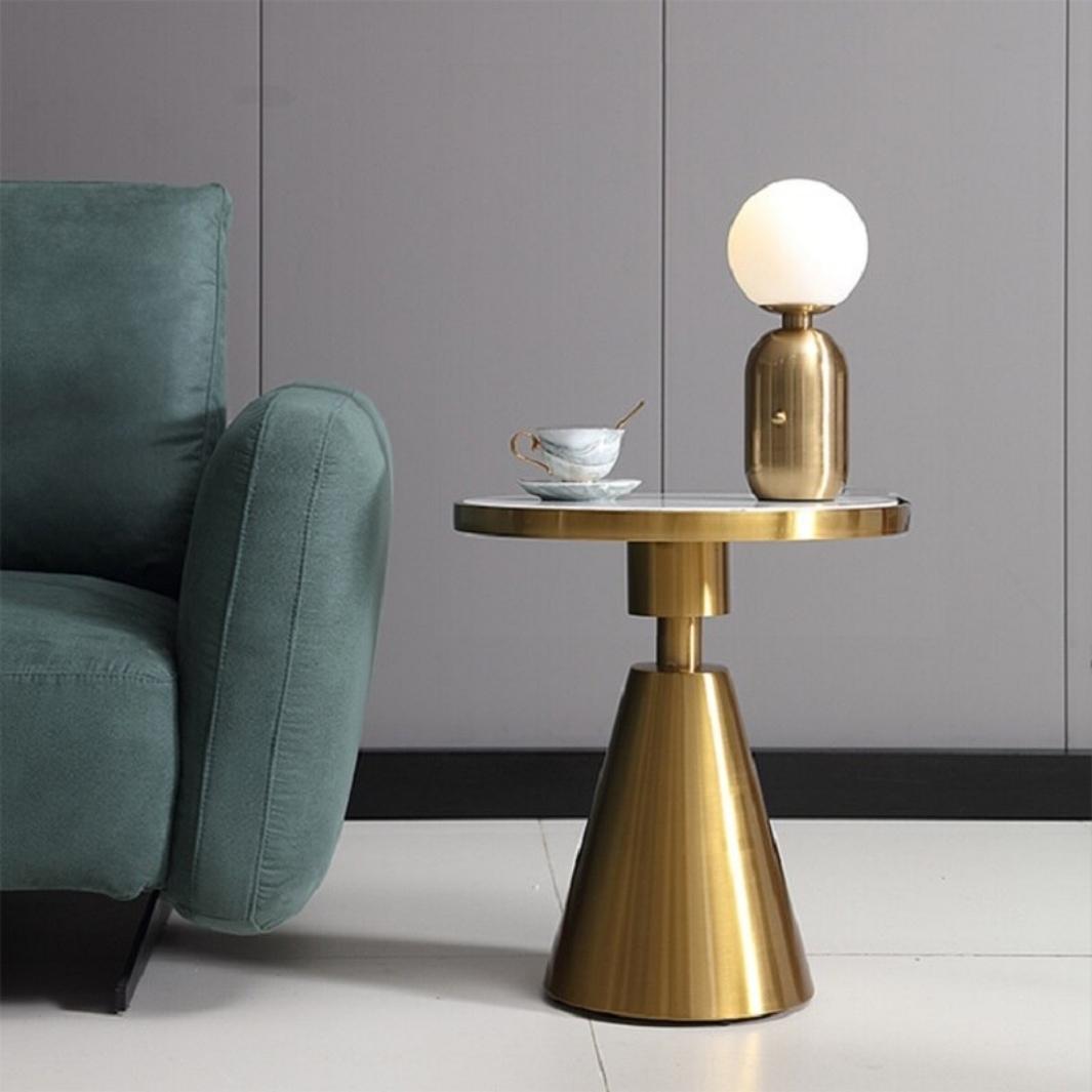 dubai end table gold round marble look as lamp table