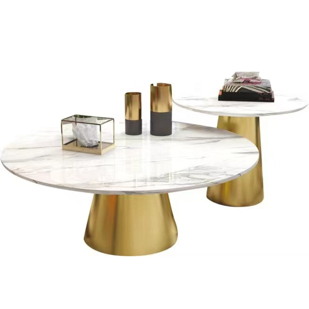 enzo coffee and end table gold marble