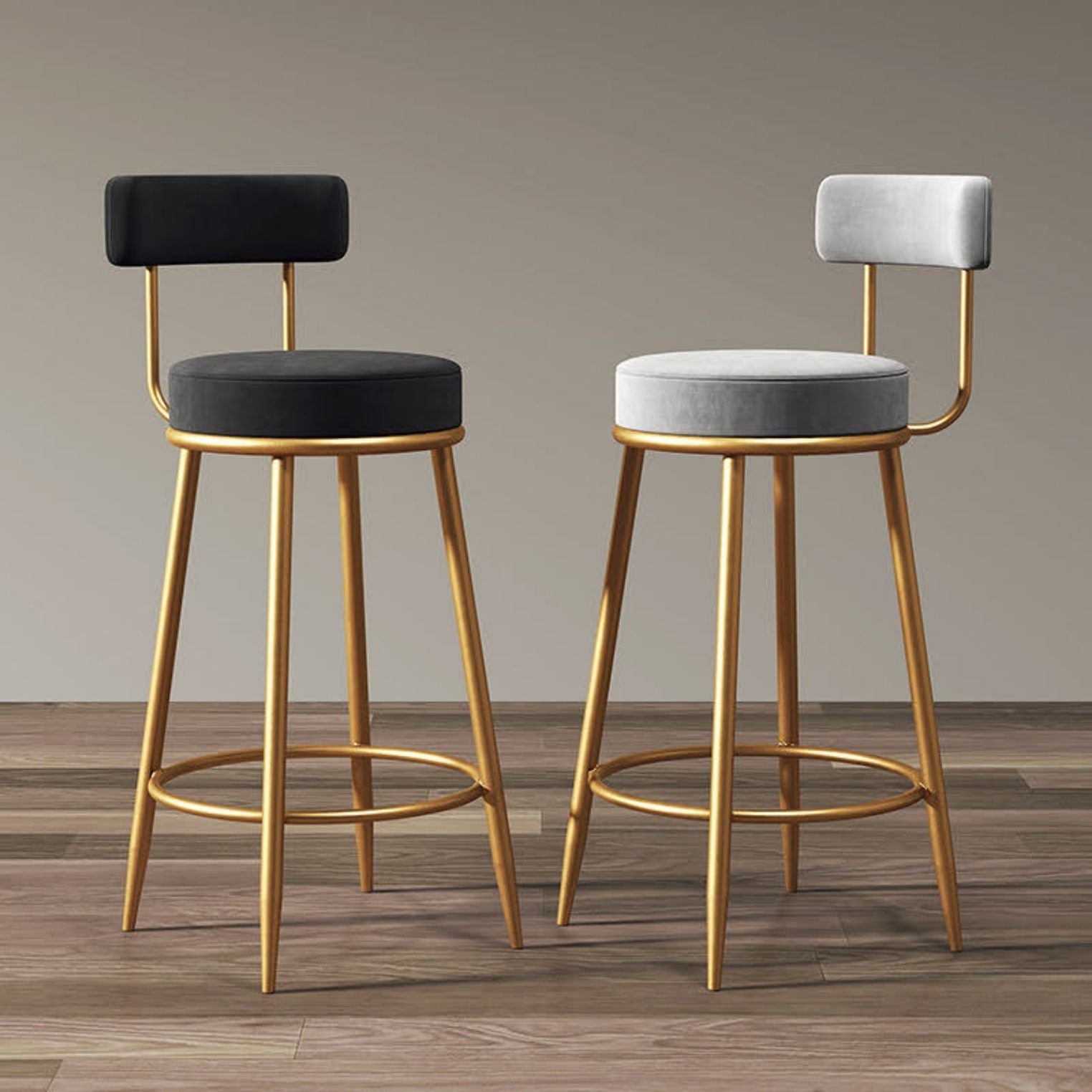 Eva Kitchen Counter Stools, Velvet Top - NuvoItalia