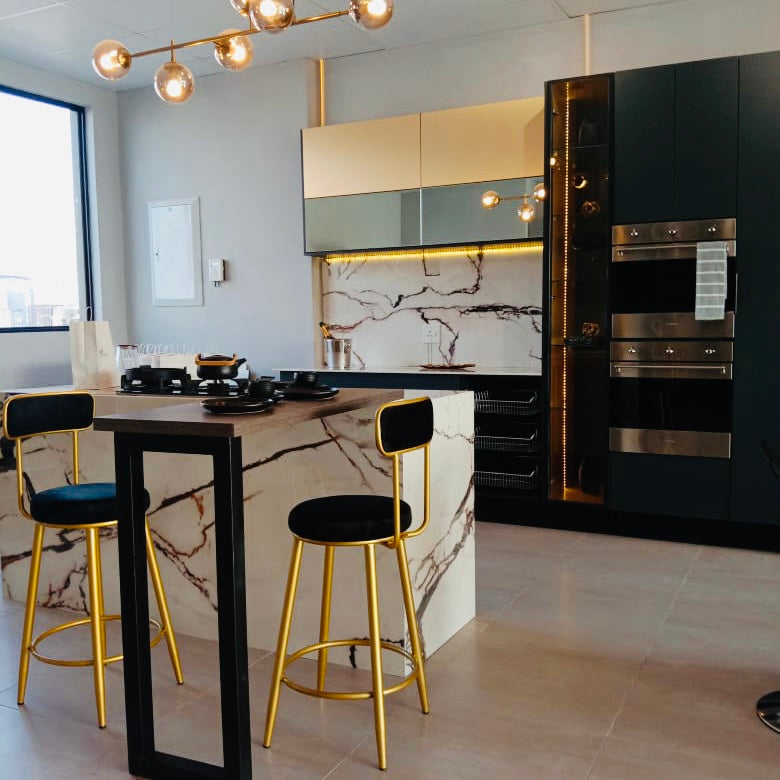 eva kitchen stools gold leg velvet top