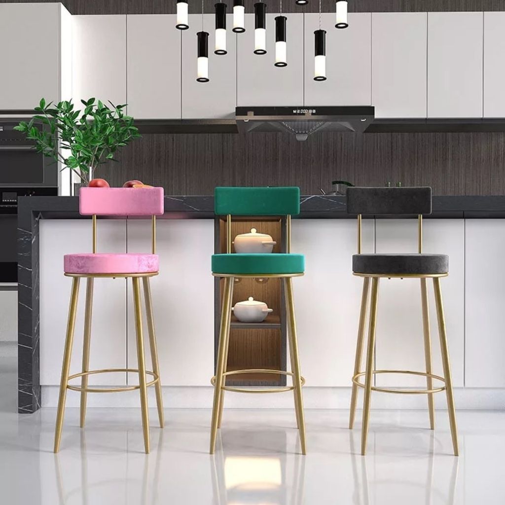 Eva Kitchen Counter Stools, Velvet Top - NuvoItalia