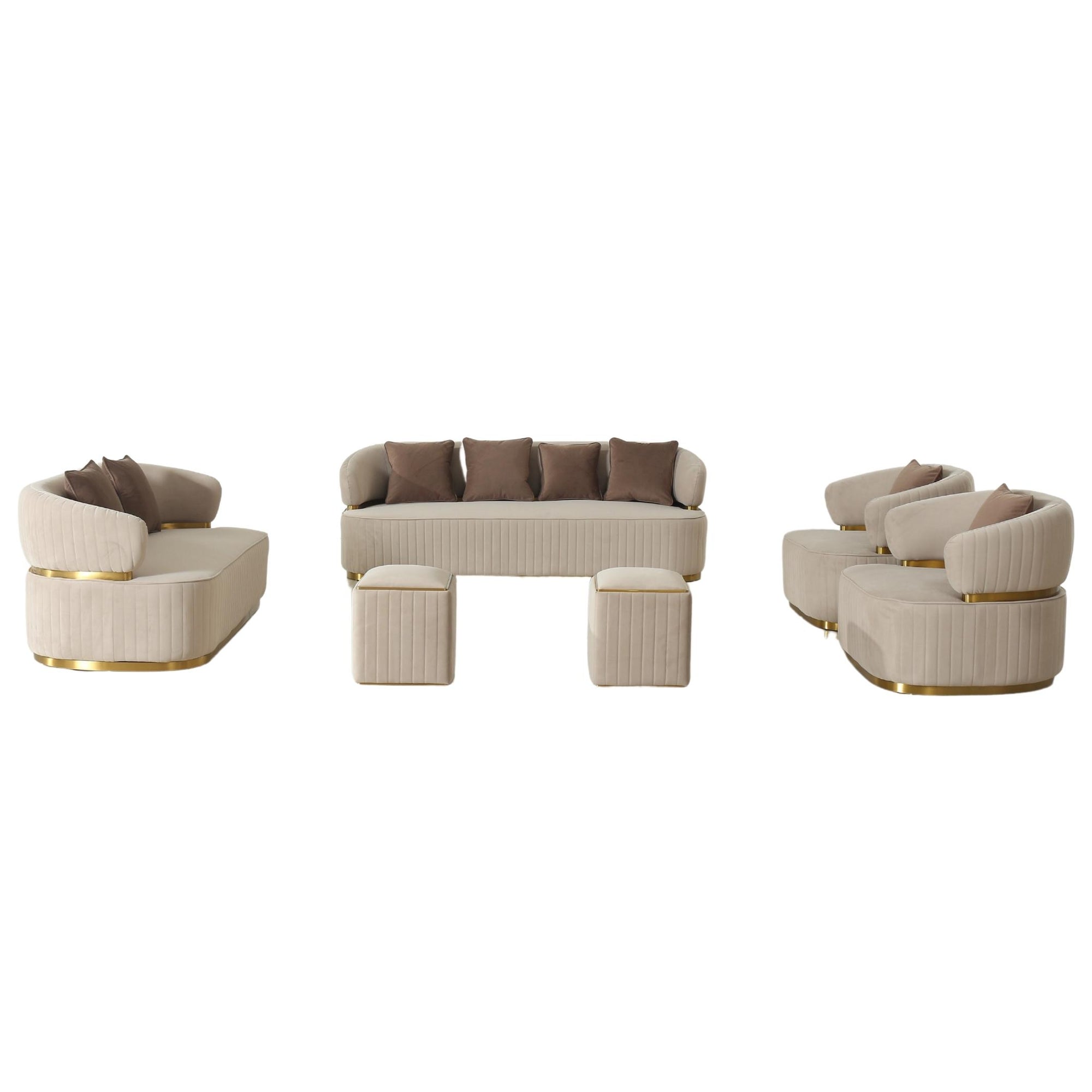 fiora sofa couch armchair footstool set fabric champagne