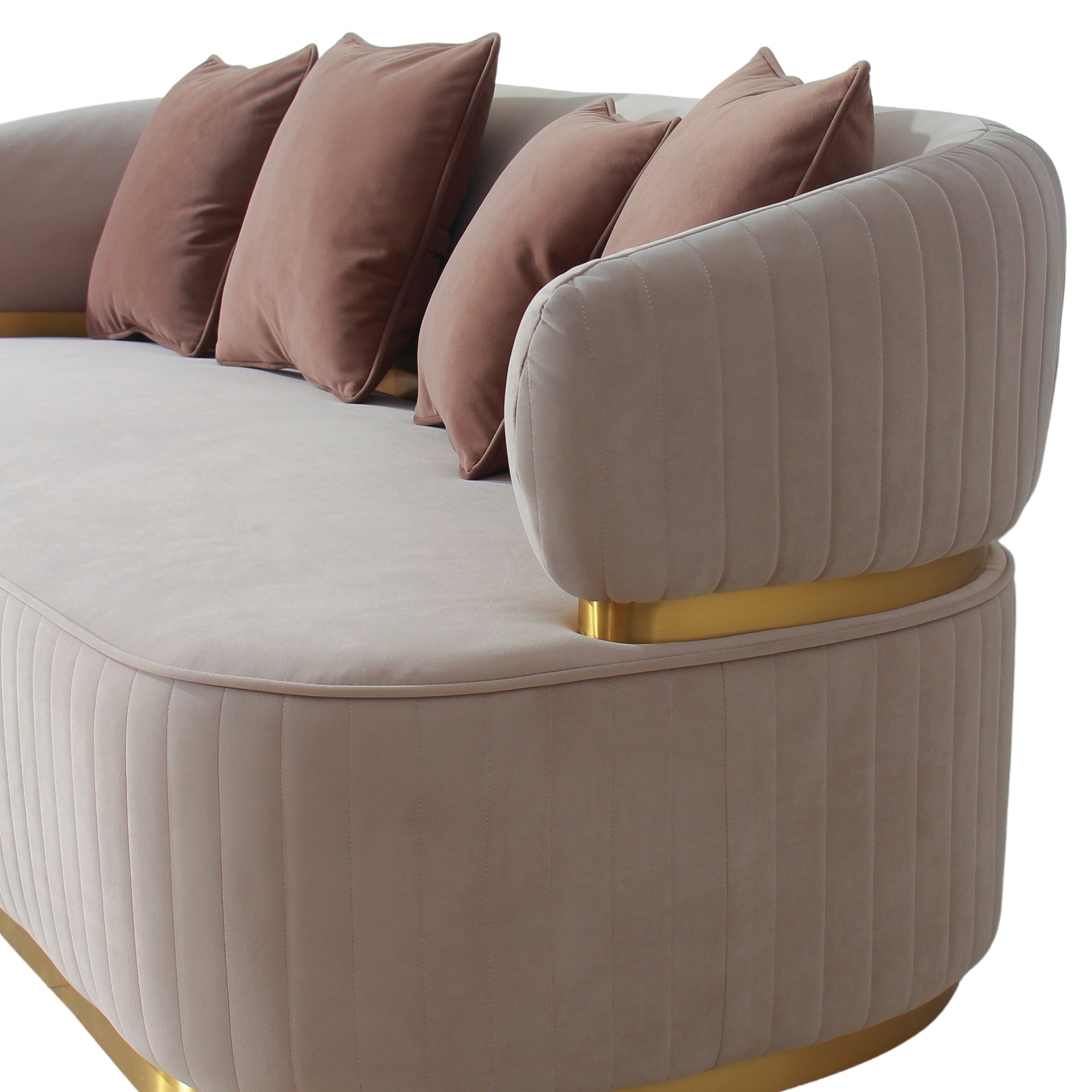 fiora fabric sofa gold detail