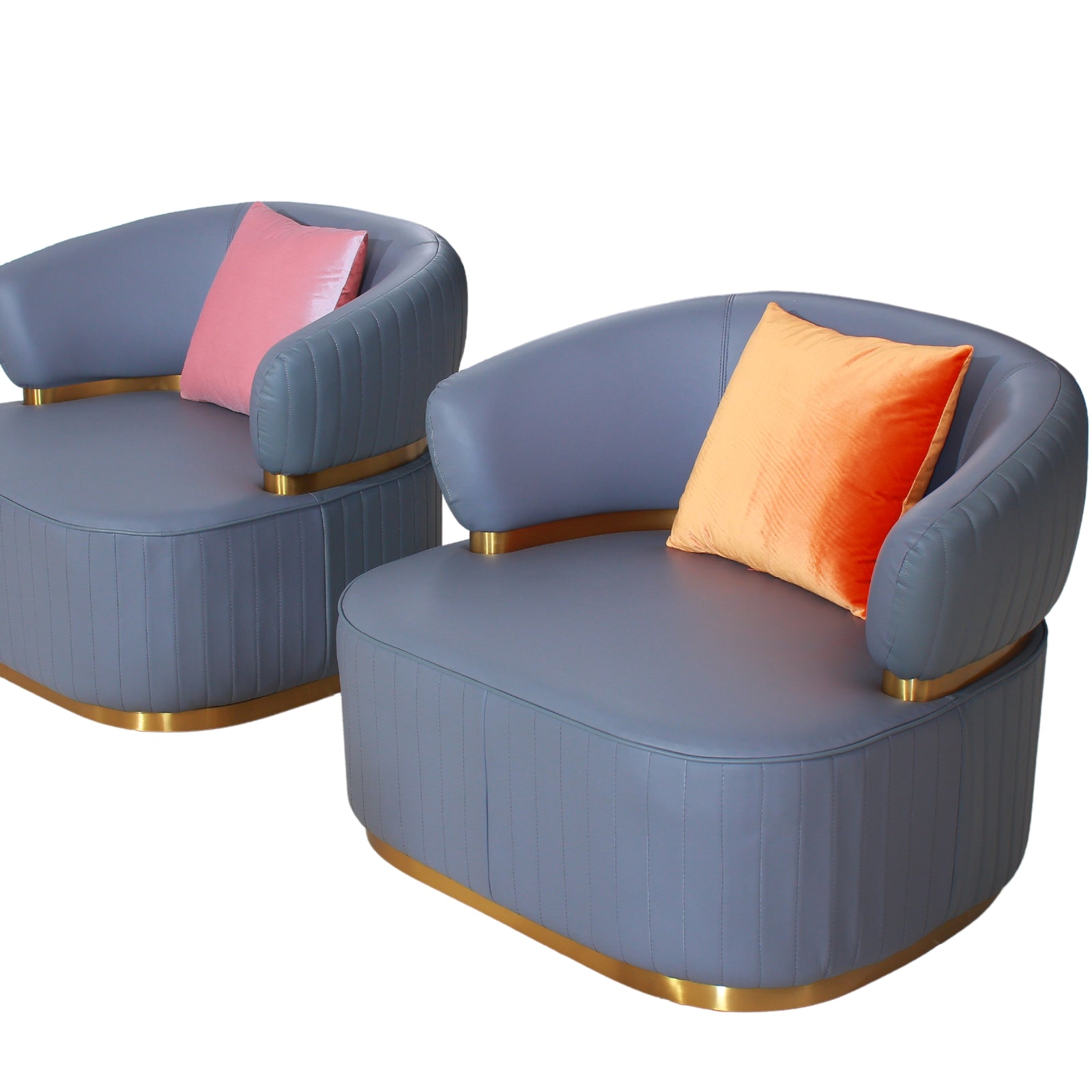 fiora grey full leather armchairs