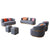 Fiora 6 Piece Sofa Set in Grey, Genuine Leather Uppers