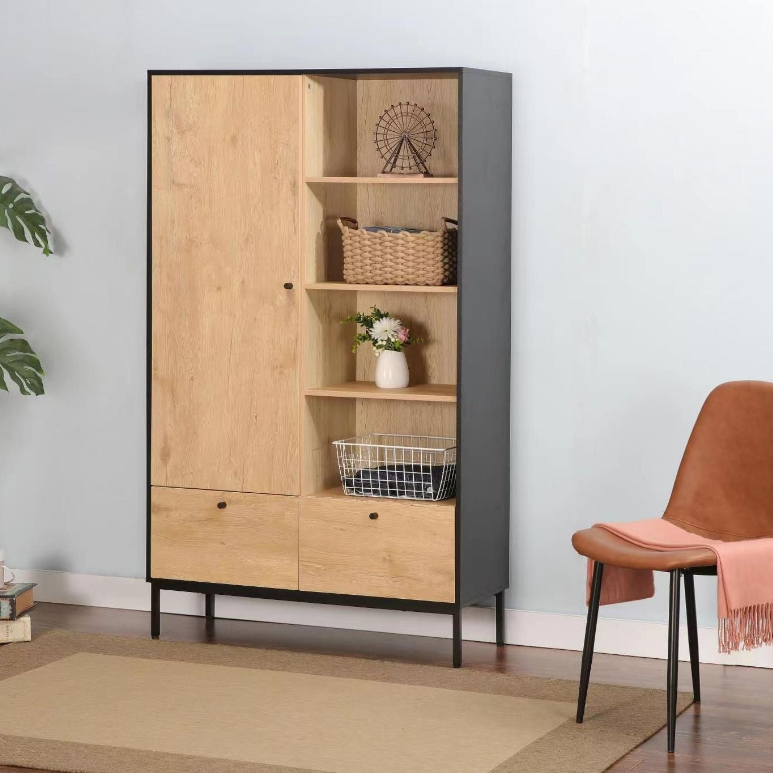 jude armoire wardrobe cabinet and shelf steel legs