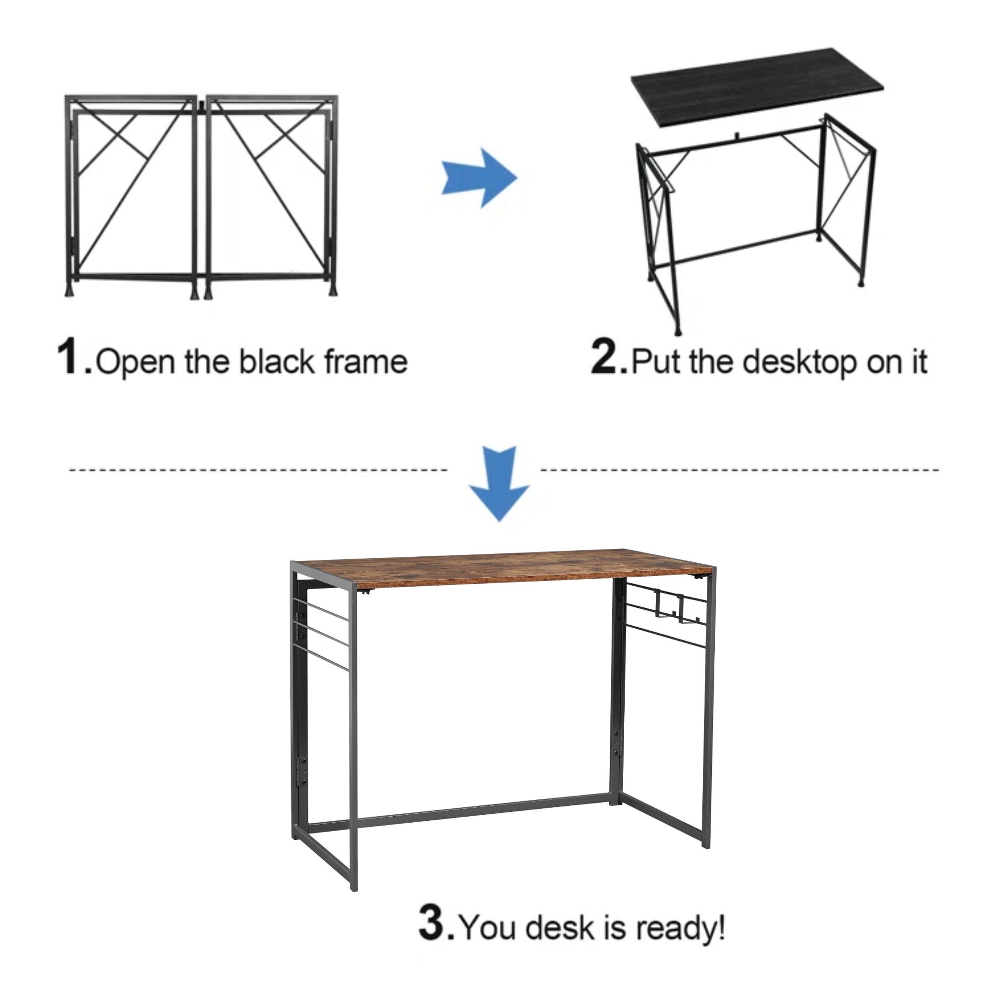kaelin folding desk setup inforgraphic