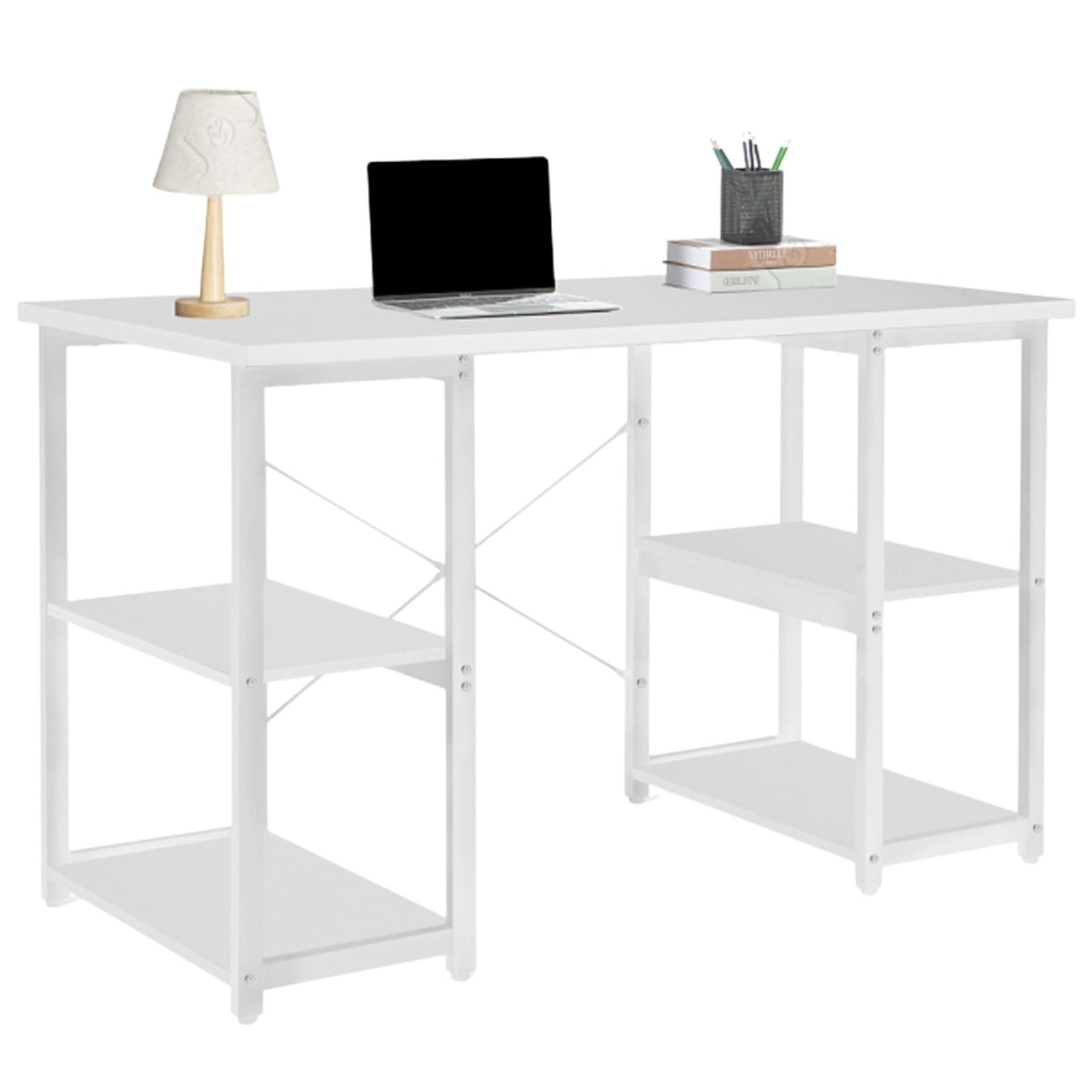 madison workstation desk white 4 shelf