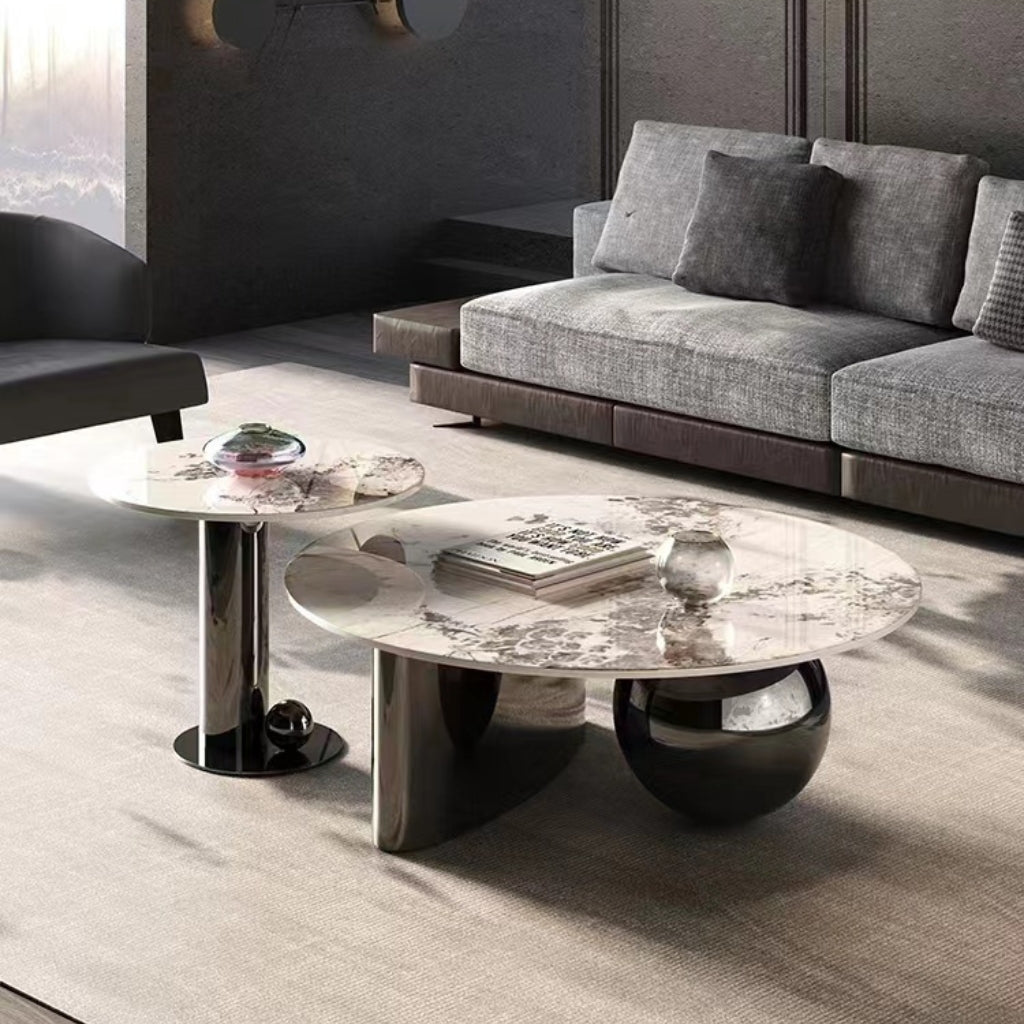 minotti coffee table and side table black gold