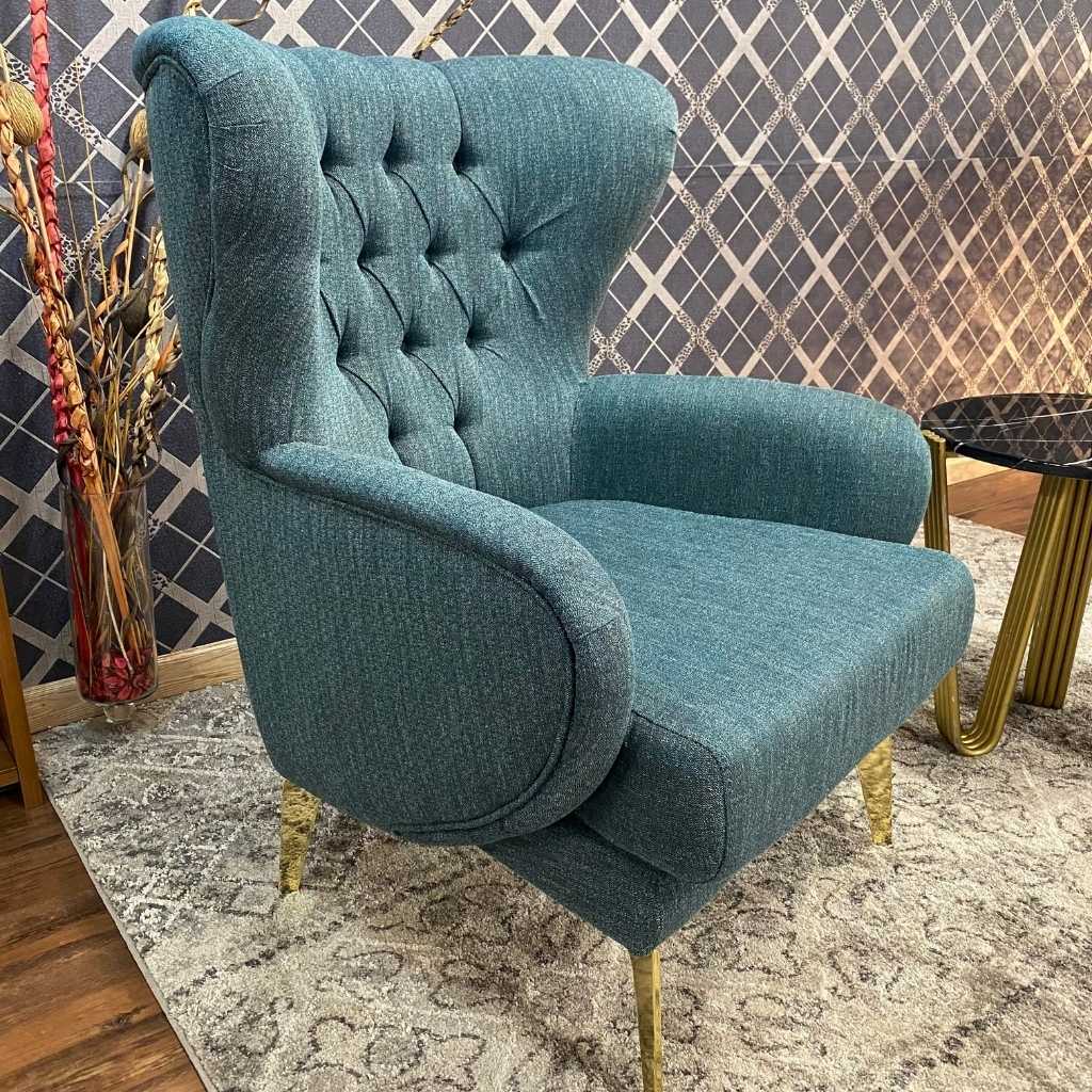 nawa wingback armchair teal blue