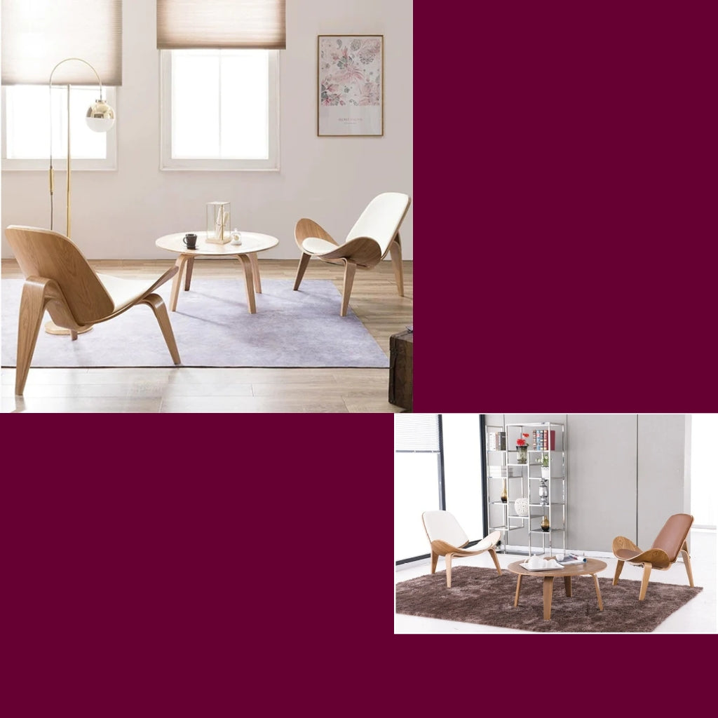 replica hans wegner shell chair and matching coffee table