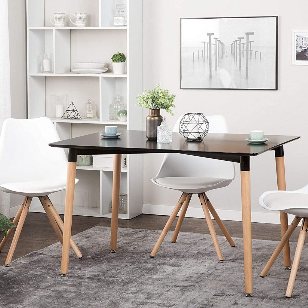 replica Eames dining table and chair set in black