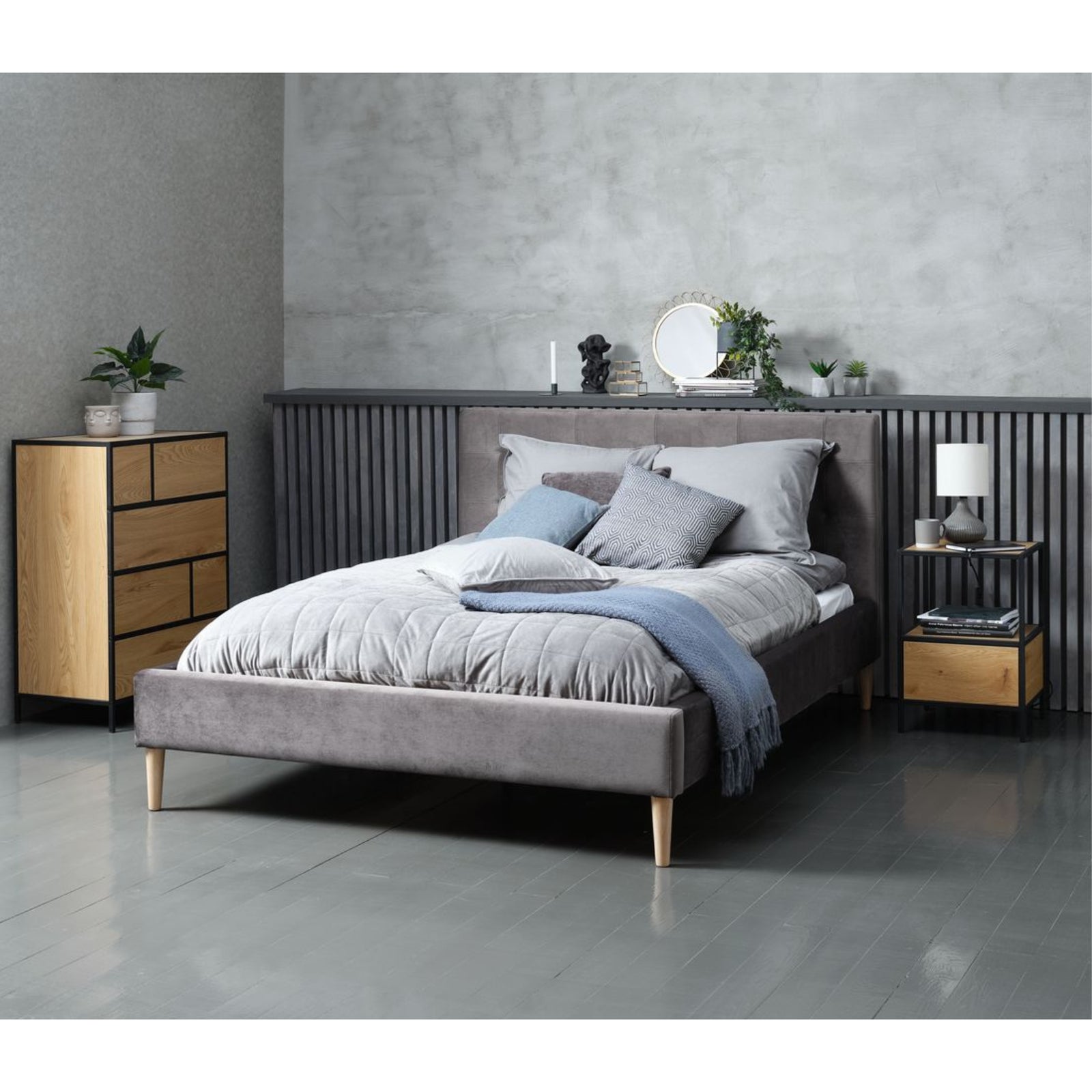 steelside bed nightstand matched with family products chest of drawers