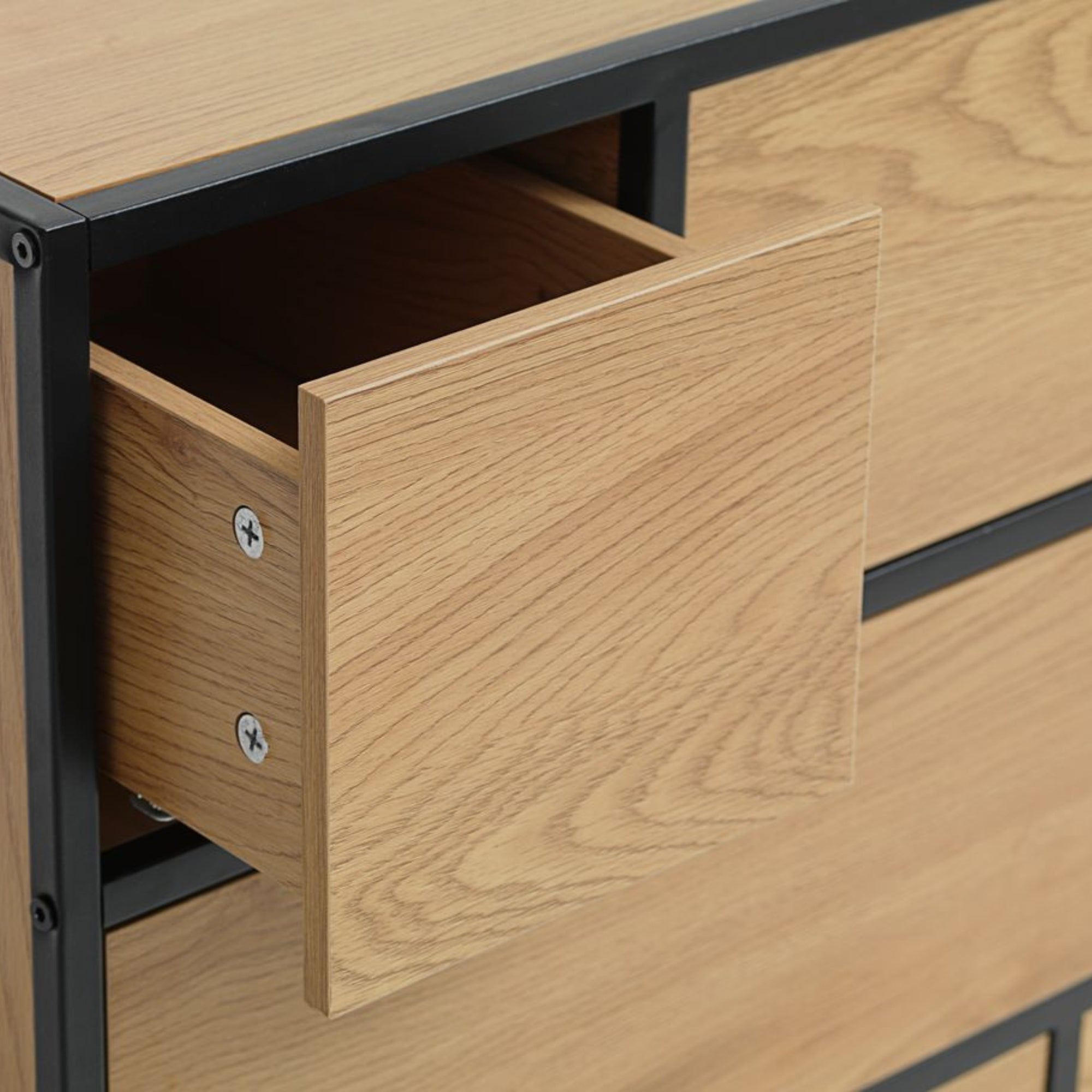 steelside chest of six drawers showing push open drawer function