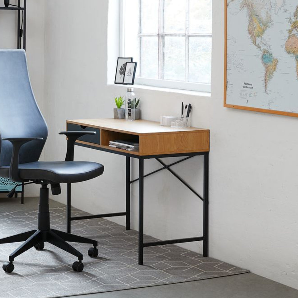 steelside home office desk with storage setup for work