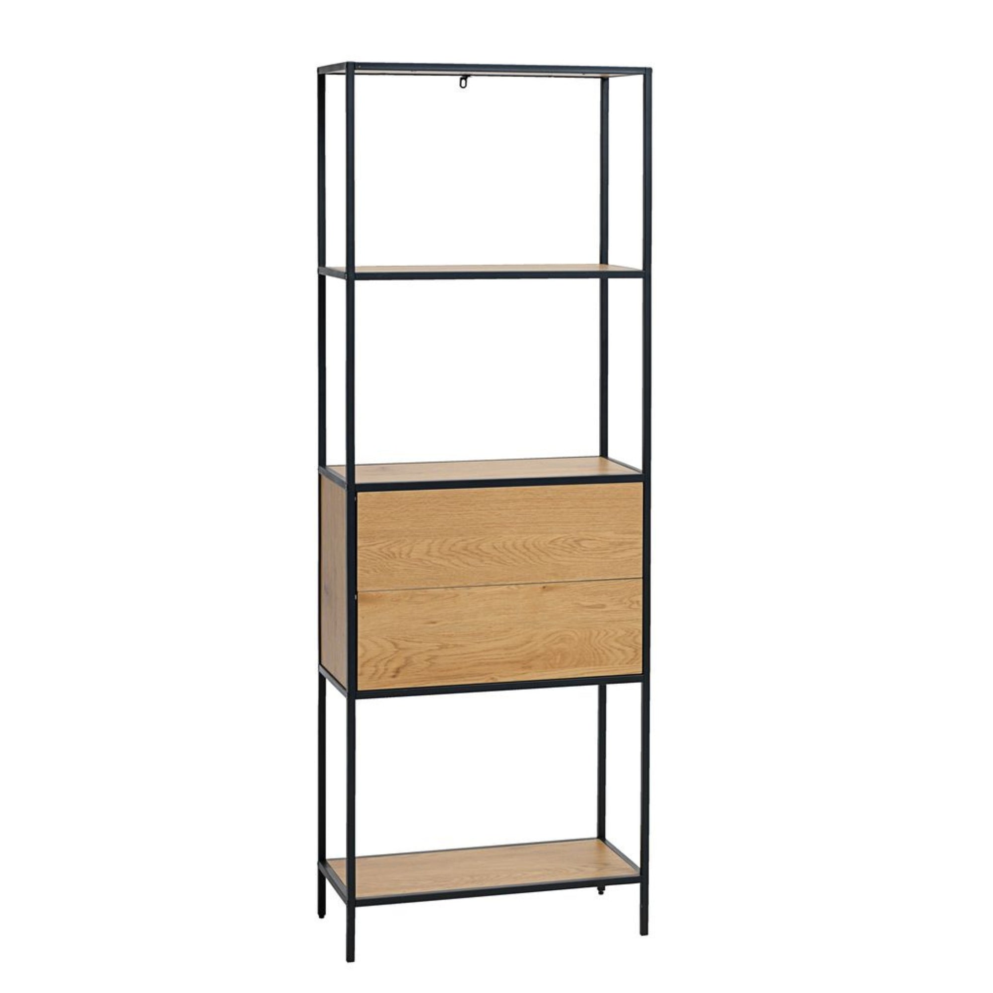 steelside tall storage bookcase with drawers in home office