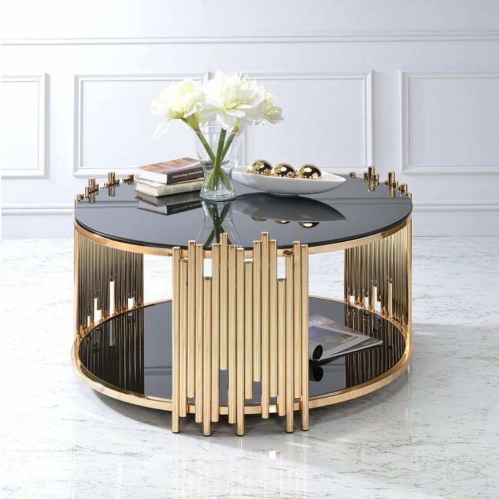 vida round coffee table gold interior decor