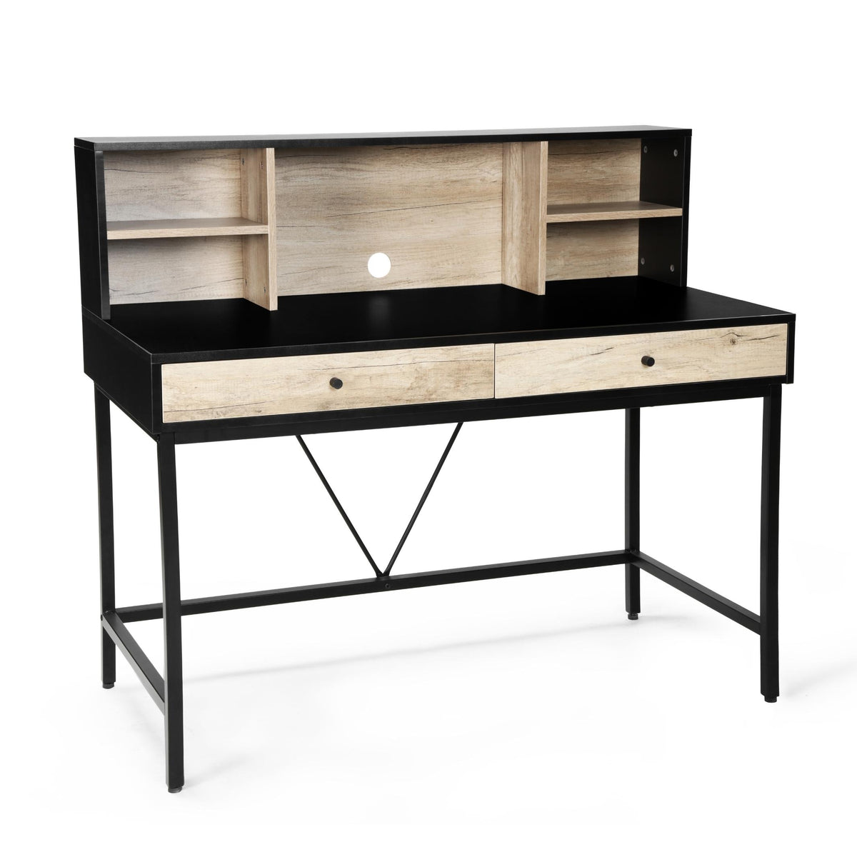 west town writing desk black and light cream drawers