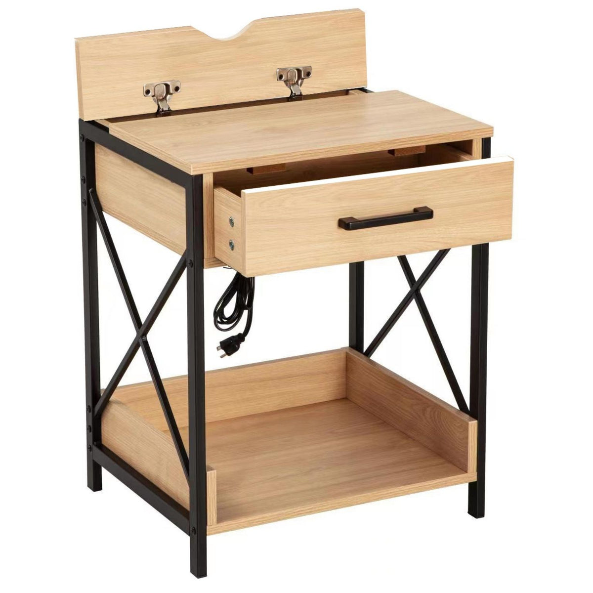 zeina nightstand bedside table with drawer and shelf